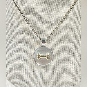LISA WELCH STERLING SILVER 18k GOLD BONE DISC PENDANT ON A CABLE CHAIN NECKLACE